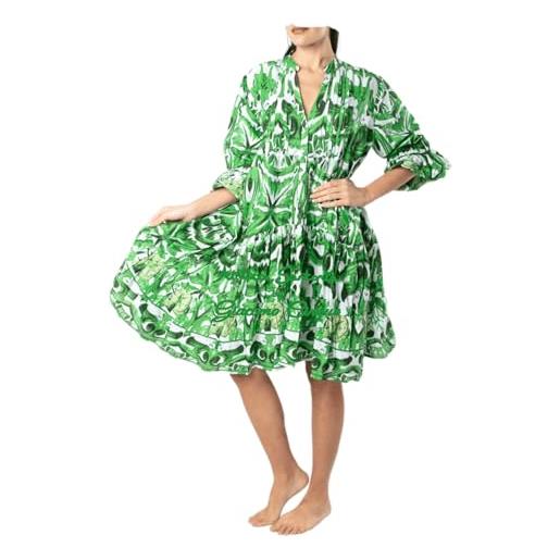 Antica Sartoria Positano antica sartoria sorrento 94 abito, blu, taglia unica. Abito taglia molto ampio realizzato in cotone seta con dettagli in pizzo. 