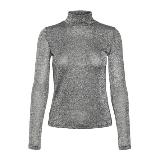 VERO MODA vmsarah alberte ls rollneck top jrs noos maglietta a maniche lunghe, black/detail: silver lurex, s donna