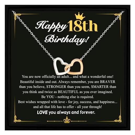 Gifted Happiness collana regalo per il 18° compleanno per ragazza, regalo di 18 anni, regalo di compleanno per lei, regalo di compleanno per lei, regalo di compleanno per lei, argento sterling, zirconia cubica