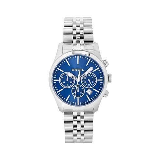 Breil Orologio Uomo Classy EW0642 - Cronografo Quarzo, Quadrante Blu Sunray, Cassa Acciaio 42mm, Bracciale Argento