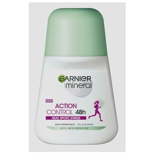 Garnier mineral action control roll-on heat sport stress anti-perspirant - 0% alcool effectively fights against perspiration and unpleasant or 50 ml - x 6 (pack of 6)
