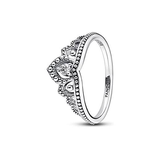 PANDORA anello moments regal con tiara in argento sterling con zirconia cubica trasparente, 56