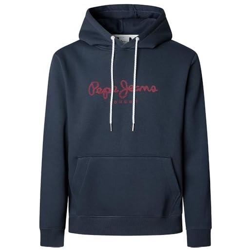 Pepe Jeans macbeth plain hoodie maglia di tuta, blu (dulwich blue), s uomo