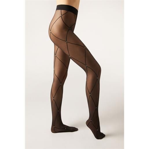 Calzedonia collant velati rombi e glitter nero