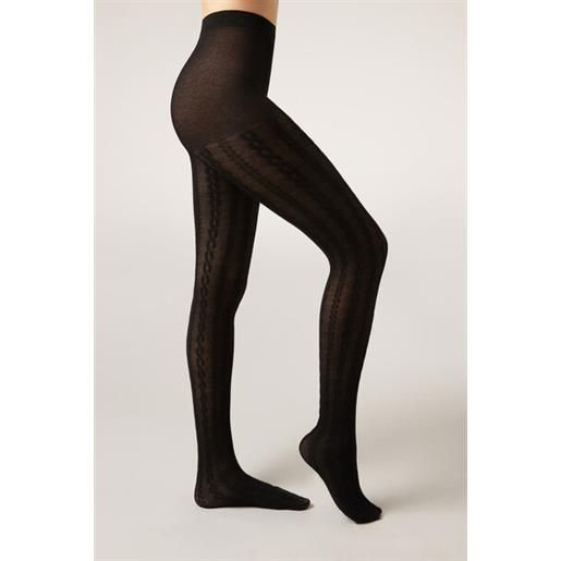 Calzedonia collant trecce con cashmere nero