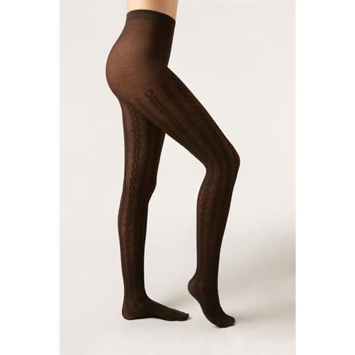 Calzedonia collant trecce con cashmere marrone