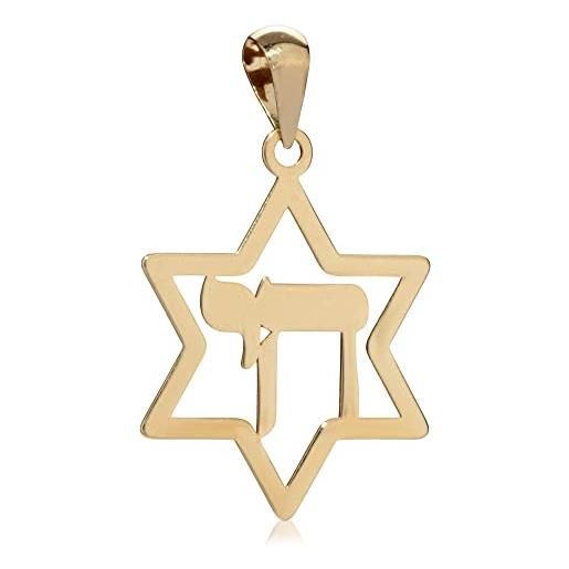 Clever Schmuck Ciondolo Stella Di David In Oro 333 (8kt) – 12 Mm – Lucido E Aperto – Con Confezione Regalo