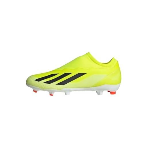 adidas unisex - adulto x crazyfast league laceless firm ground boots, solar yellow/core black/cloud white, 46 2/3 eu