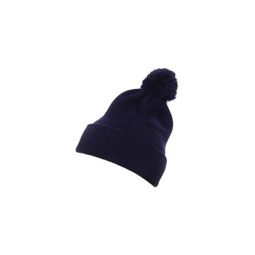 Flexfit cuffed pom knit beanie berretto, navy, taglia unica unisex-adulto