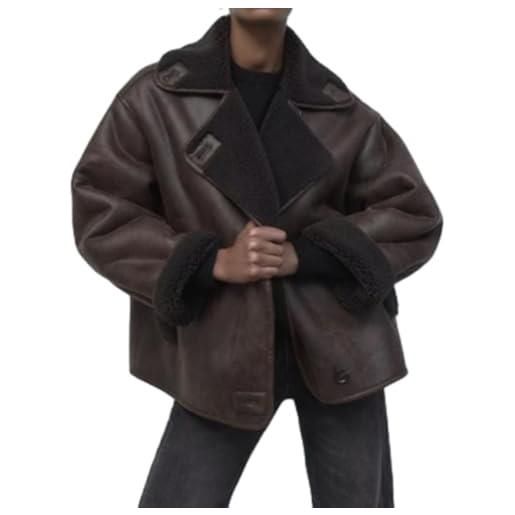 UTNCCCZU giacca invernale da donna in finta pelle cappotto di pelliccia giacca da motociclista cappotto oversize in pelle giacca da motociclista in pile di montone cappotto invernale(s)