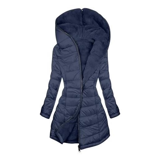 Vhersily giacche invernali donna con cappuccio cappotto lungo caldo invernale parka trapuntato con pelliccia giubbotto slim fit felpe con zip manica lunga parka jacket giacce imbottita piumini