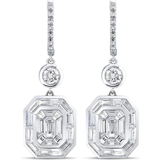 SHAY orecchini pendenti illusion in oro bianco 18 carati con diamanti - argento