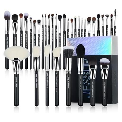 Jessup pennelli make up set pennelli trucco professionale da 35 pezzi artiste collection fondotinta polvere contorno fard ombretto illuminante eyeliner pennello t342
