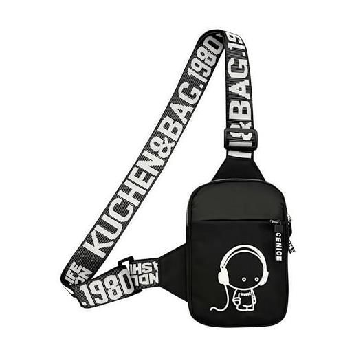 LEXICANMHS tasca sul petto per bambini, marsupio per ragazzi e ragazze, tasca sul petto per cellulare, smartphone e chiavi, logo riflettente per bambini