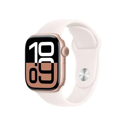 Apple watch series 10 gps 42 mm smartwatch con cassa in alluminio e cinturino sport loop rosa fard - m/l. Fitness tracker, app ecg, display retina always-on, carbon neutral