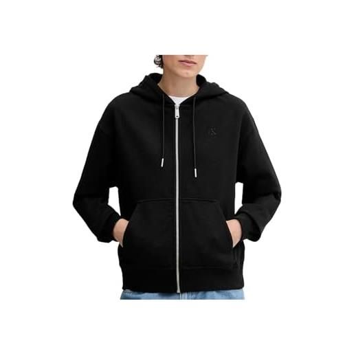 Calvin Klein donna felpa con zip archive logo french terry con cappuccio, nero (black), xl