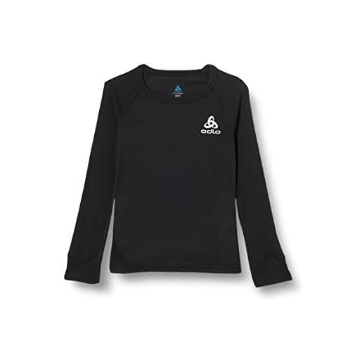 Odlo active warm kids_159229, maglietta unisex - bambini e ragazzi, nero, 140