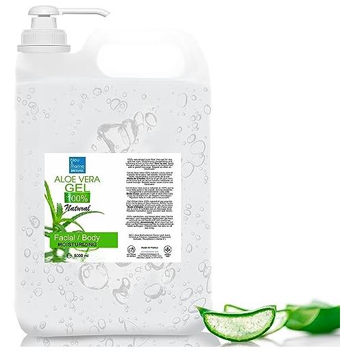 bleu & marine Bretania gel aloe vera puro idratante viso e corpo | trattamento per acne e cicatrici | protettivo solare e anti-invecchiamento | post rasatura e depilazione, 5000 ml