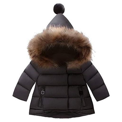 Acuryx cappotto piumino con cappuccio da bambina a manica lunga bimba giubbino invernale impermeabile nero