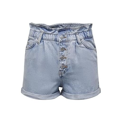 Only onlcuba paperbag dnm pantaloncini da donna noos 15200196, mix blu chiaro, xs
