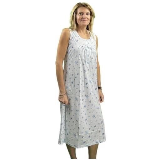 Linclalor camicia da notte in puro cotone senza maniche con carrè art. 74669-54, celeste