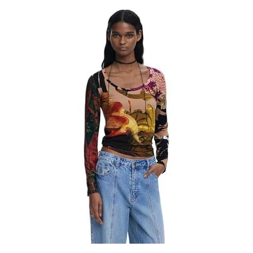 Desigual t-shirt maniche lunghe donna marrone