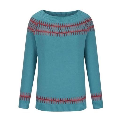 Generic maglione pile donna completi in maglia donna women s knitted isle print retro sweater casual loose crewneck long sleeve lightweight cropped pullover tops tuta maglia maglioncino lana blue s