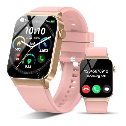 STECEi smartwatch uomo donna rispondi/effettua chiamate, 1.85 orologio smartwatch con 113 sportivo, impermeabil ip68 sportivo watch con contapassi/sonno/cardiofrequenzimetro, oro rosa