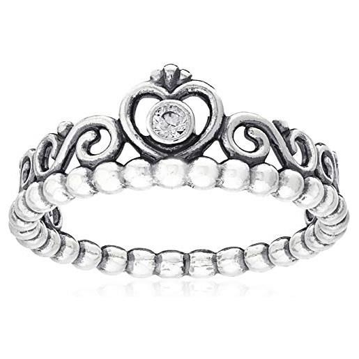 PANDORA purely PANDORA anello princess con corona stile tiara, in argento con zirconia cubica, 60
