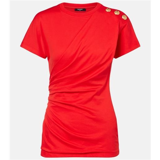 Balmain t-shirt drappeggiata in jersey di cotone
