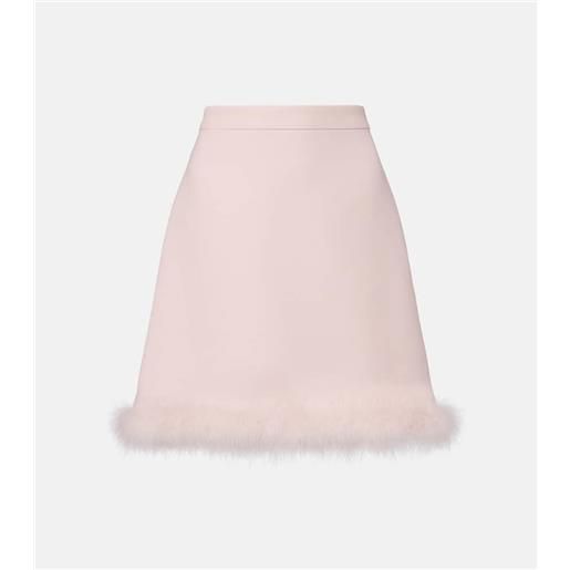 Valentino minigonna in crepe couture con piume