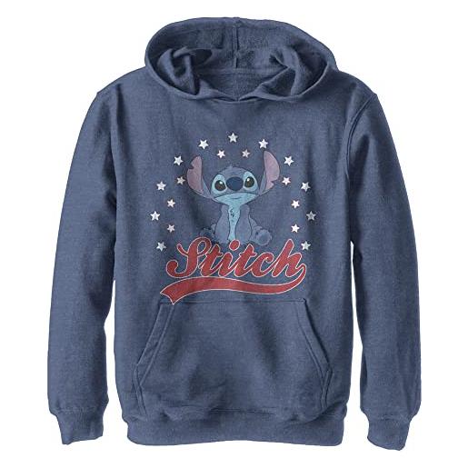 Disney lilo & stitch americana stitch - felpa con cappuccio, blu scuro, s