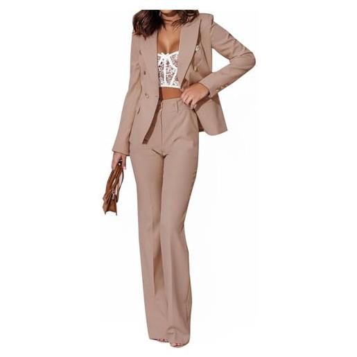 EGSDMNVSQ tailleur pantalone donna elegante completo da lavoro set pantaloni blazer da ufficio con risvolto moda abito in 2 pezzi vestito slim fit due pezzi blazer streetwear festivo