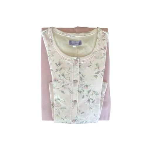 Linclalor pigiama donna interlock cotone invernale serafino e aperto avanti (it, numero, 54, regular, regular, rosa aurora)