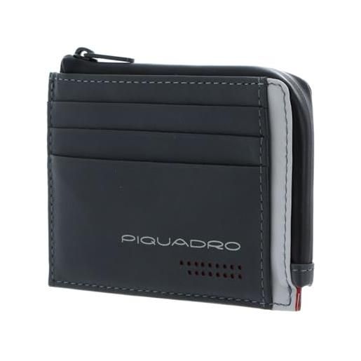 PIQUADRO - portamonete urban - in pelle - protezione rfid, 6 fessure per carte, 1 comparto interno e porta monete - colore grigio/nero - uomo