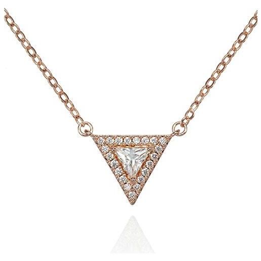 Collana Triangolare In Argento Sterling 925 Con Abalone – Gioiello Geometrico Donna, Ciondolo Cavo