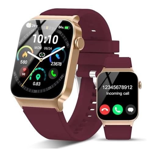 STECEi smartwatch uomo donna rispondi/effettua chiamate, 1.85 orologio smartwatch con 113 sportivo, impermeabil ip68 sportivo watch con contapassi/sonno/cardiofrequenzimetro, rosso vivo