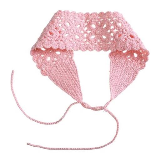 Whakano fascia per capelli bohémien all'uncinetto, per donna, motivo floreale, fascia per capelli all'uncinetto, per decorazioni per feste, costume in maschera, cosplay, donne e ragazze, rosa