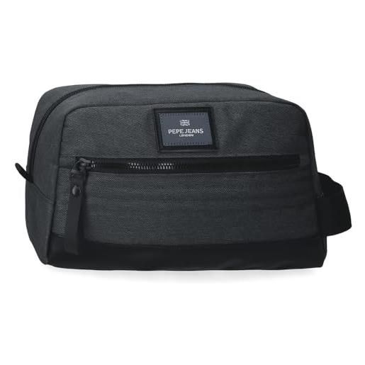 Pepe Jeans whitton beauty case adattabile nero 25 x 15 x 12 cm pelle sintetica e poliestere by joumma bags