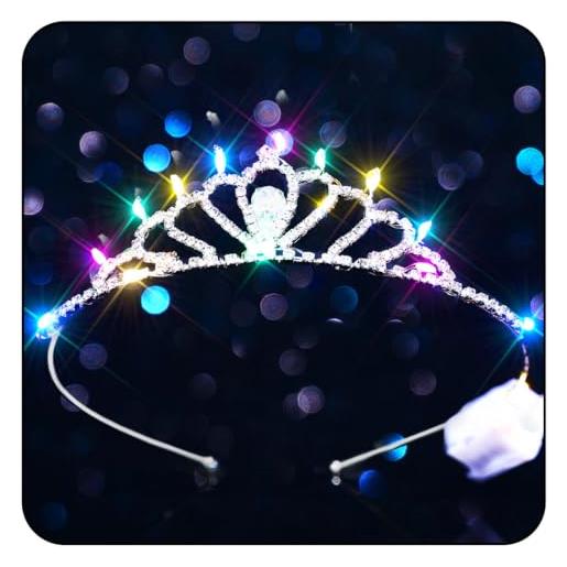 Handcess diademi luminosi e corone con strass argento led principesse corone di cristallo fascia fascia per capelli di compleanno tiara party rave accessori per capelli per donne e ragazze
