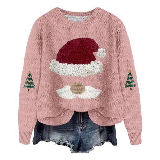 Generico donna maglione natalizio felpe stampa natalizia maglia pullover top senza cappuccio natale donna sweatshirt natalizi manica lunga invernale girocollo oversize divertente