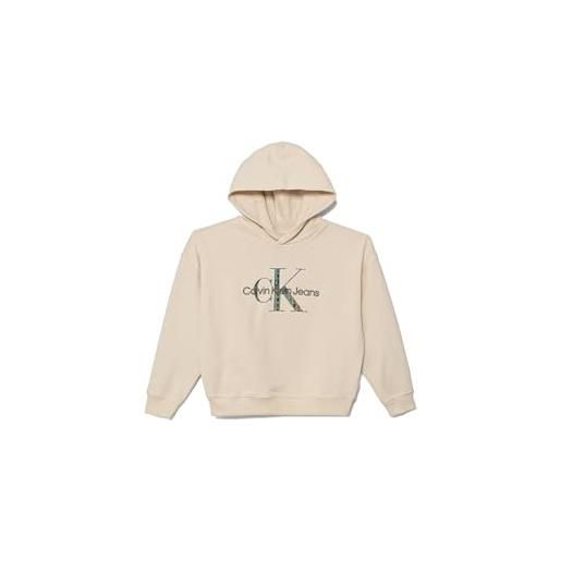 Calvin Klein jeans felpa beige con cappuccio e stampa logo davanti (it, età, 8 anni, regular, bambino, beige)