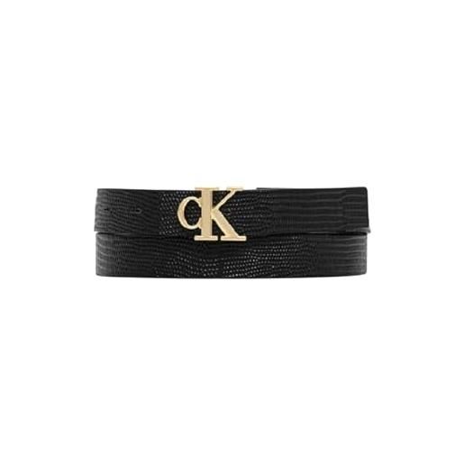 Calvin Klein donna cintura monogram buckle 2,5 cm cintura in pelle, nero (black), 100 cm
