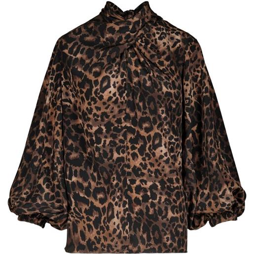 Johanna Ortiz top intricate islands con maniche bishop - marrone