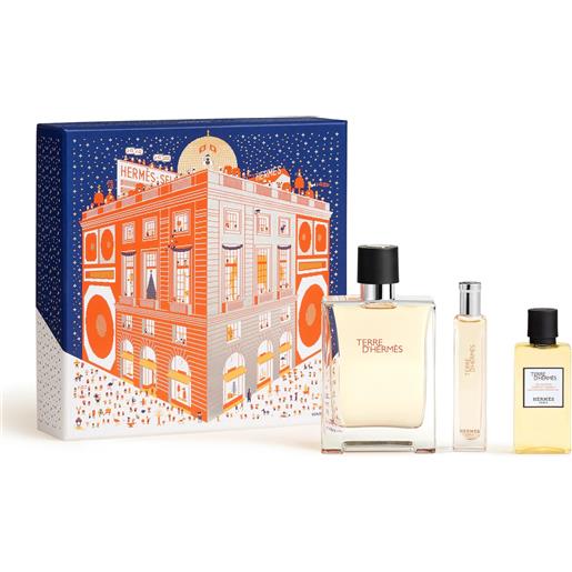 CONFEZIONI REGALO hermes cofanetto terre d'hermès eau de toilette 100ml con travel spray 15ml e shower gel 40ml