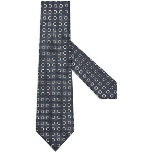 Zegna cravatta in seta con motivo geometrico - blu