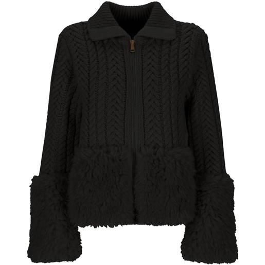 Moncler cardigan in maglia a trecce - nero