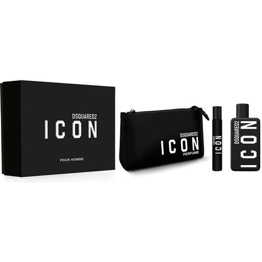 CONFEZIONI REGALO dsquared2 cofanetto icon pour homme eau de parfum 100ml con travel spray 10ml e pochette