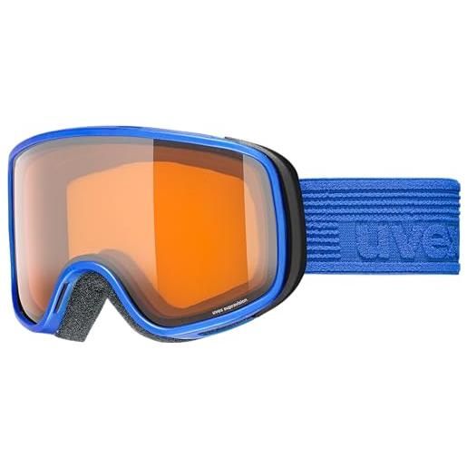 Uvex scribble lg, maschera da sci unisex bambino, cobalt mat/lasergold-clear, one size