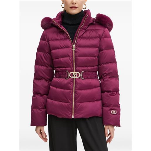 Marciano piumino con cappuccio in pelliccia - viola